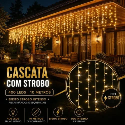 Pisca-pisca DEKASA Pisca Cascata Strobo - todas as opções de cor das luzes e cor do cabo