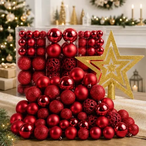 Enfeites para árvore Dekasa Kit 101 Bolas de Natal - todas as opções de Cor e Padrão